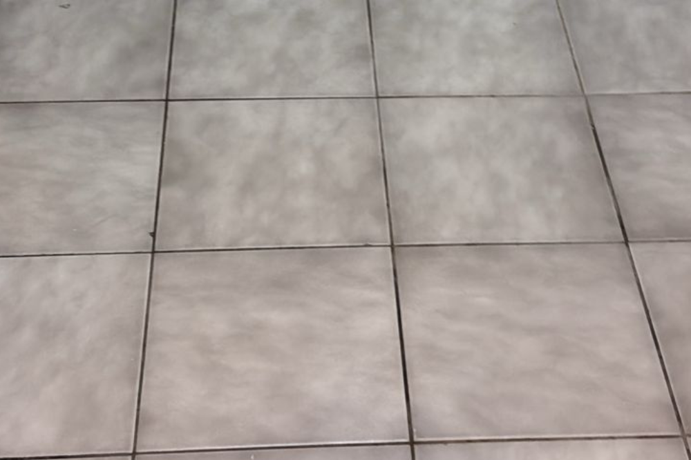 Shiny clean floor with restored finish after professional deep cleaning and buffing